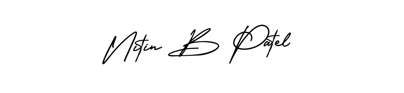 You should practise on your own different ways (AmerikaSignatureDemo-Regular) to write your name (Nitin B Patel) in signature. don't let someone else do it for you. Nitin B Patel signature style 3 images and pictures png