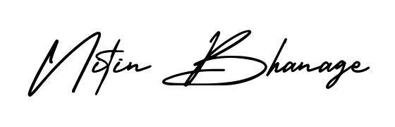 The AmerikaSignatureDemo-Regular handwriting style adds charm and authenticity to name Nitin Bhanage. A wonderful choice for personal thank-you notes. Nitin Bhanage signature style 3 images and pictures png