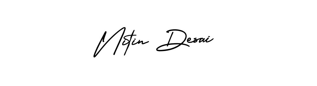 How to make Nitin Desai name signature. Use AmerikaSignatureDemo-Regular style for creating short signs online. This is the latest handwritten sign. Nitin Desai signature style 3 images and pictures png