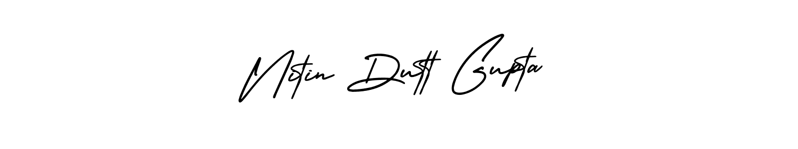 The best way (AmerikaSignatureDemo-Regular) to make a short signature is to pick only two or three words in your name. The name Nitin Dutt Gupta include a total of six letters. For converting this name. Nitin Dutt Gupta signature style 3 images and pictures png