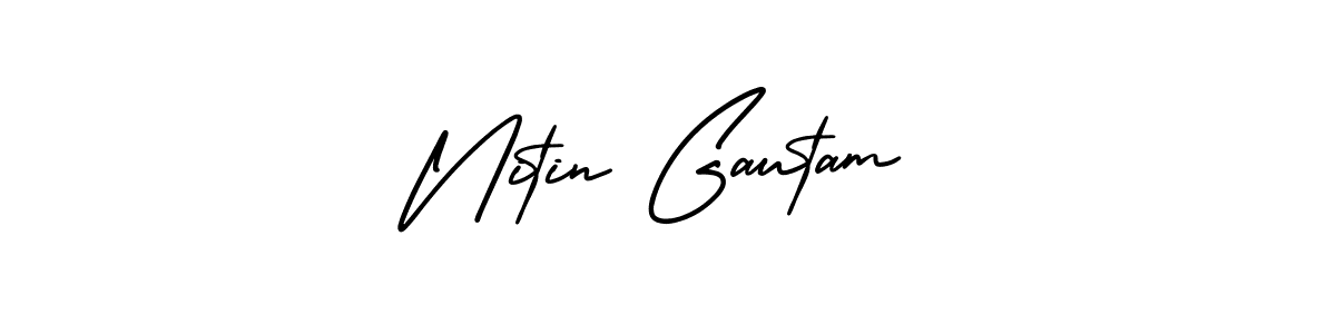 Design your own signature with our free online signature maker. With this signature software, you can create a handwritten (AmerikaSignatureDemo-Regular) signature for name Nitin Gautam. Nitin Gautam signature style 3 images and pictures png