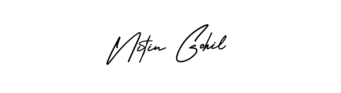AmerikaSignatureDemo-Regular is a professional signature style that is perfect for those who want to add a touch of class to their signature. It is also a great choice for those who want to make their signature more unique. Get Nitin Gohil name to fancy signature for free. Nitin Gohil signature style 3 images and pictures png