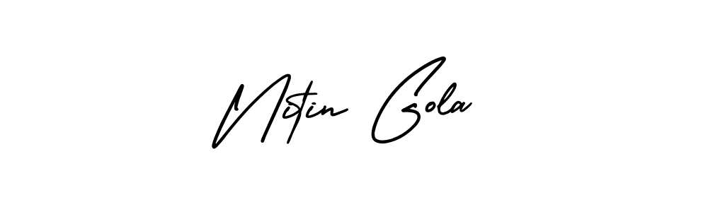 The best way (AmerikaSignatureDemo-Regular) to make a short signature is to pick only two or three words in your name. The name Nitin Gola include a total of six letters. For converting this name. Nitin Gola signature style 3 images and pictures png