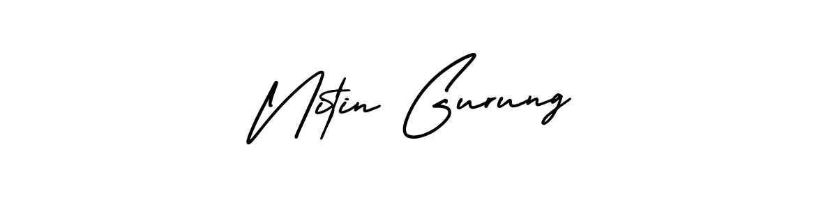 This is the best signature style for the Nitin Gurung name. Also you like these signature font (AmerikaSignatureDemo-Regular). Mix name signature. Nitin Gurung signature style 3 images and pictures png