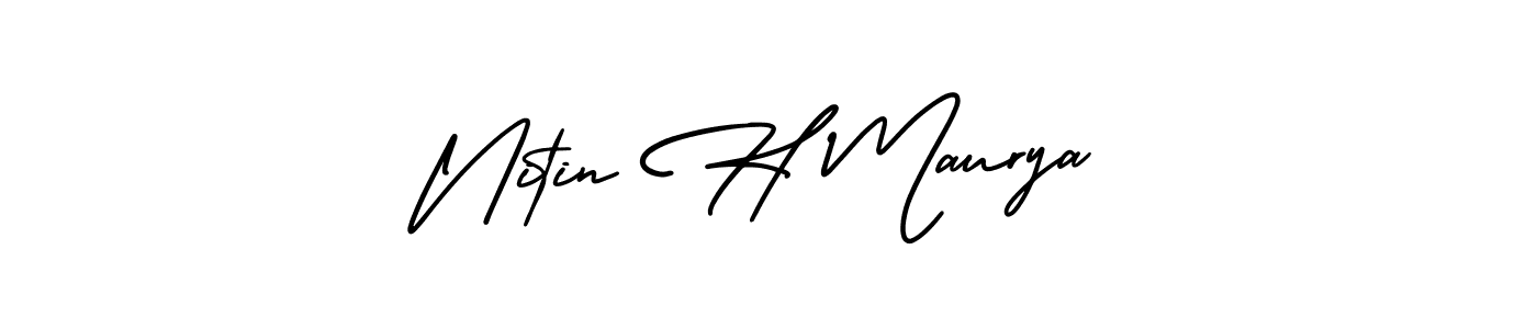 AmerikaSignatureDemo-Regular is a professional signature style that is perfect for those who want to add a touch of class to their signature. It is also a great choice for those who want to make their signature more unique. Get Nitin H Maurya name to fancy signature for free. Nitin H Maurya signature style 3 images and pictures png