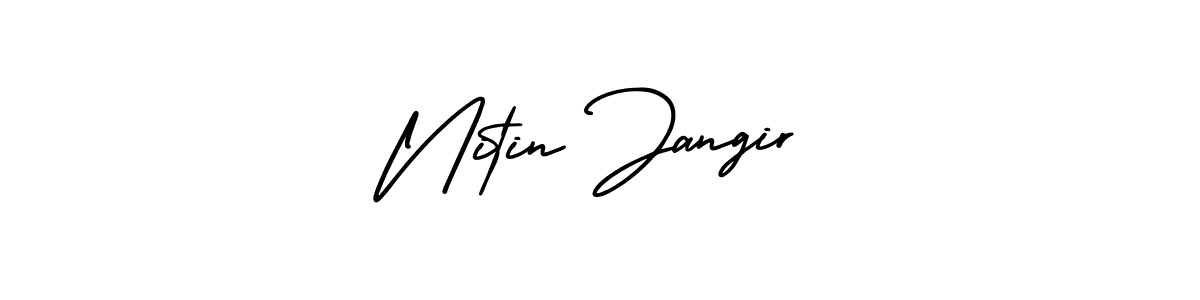 How to Draw Nitin Jangir signature style? AmerikaSignatureDemo-Regular is a latest design signature styles for name Nitin Jangir. Nitin Jangir signature style 3 images and pictures png