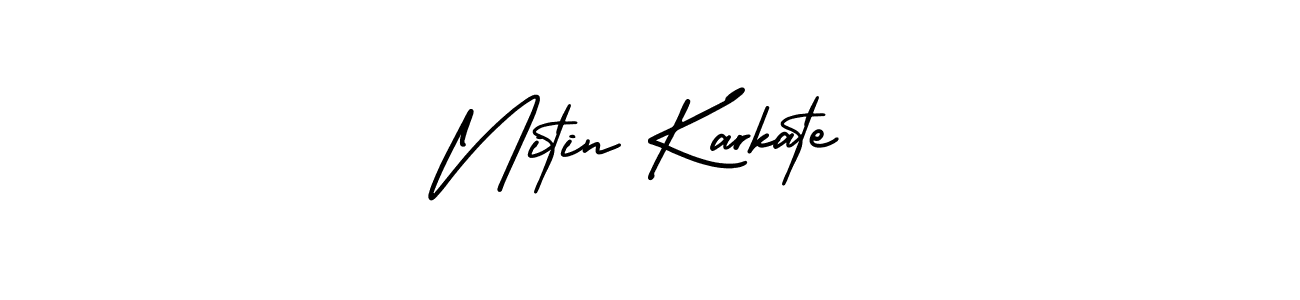 This is the best signature style for the Nitin Karkate name. Also you like these signature font (AmerikaSignatureDemo-Regular). Mix name signature. Nitin Karkate signature style 3 images and pictures png