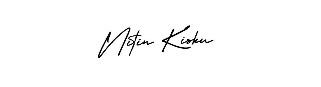 You should practise on your own different ways (AmerikaSignatureDemo-Regular) to write your name (Nitin Kisku) in signature. don't let someone else do it for you. Nitin Kisku signature style 3 images and pictures png