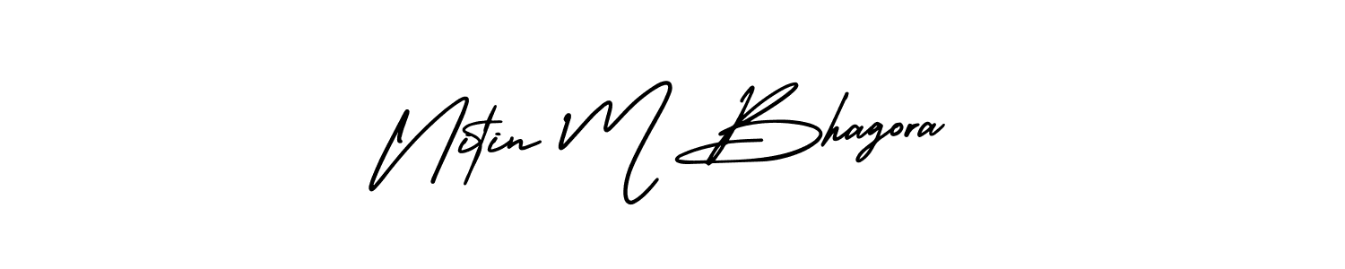 Use a signature maker to create a handwritten signature online. With this signature software, you can design (AmerikaSignatureDemo-Regular) your own signature for name Nitin M Bhagora. Nitin M Bhagora signature style 3 images and pictures png
