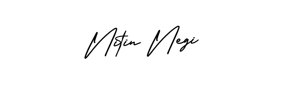You should practise on your own different ways (AmerikaSignatureDemo-Regular) to write your name (Nitin Negi) in signature. don't let someone else do it for you. Nitin Negi signature style 3 images and pictures png