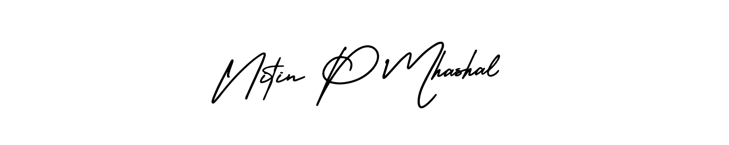 Make a beautiful signature design for name Nitin P Mhashal. With this signature (AmerikaSignatureDemo-Regular) style, you can create a handwritten signature for free. Nitin P Mhashal signature style 3 images and pictures png