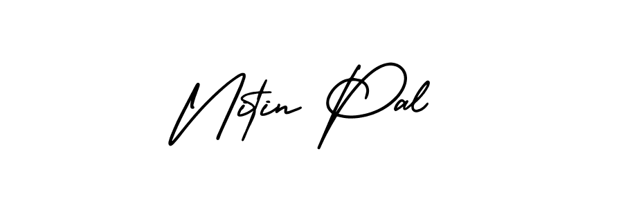 You should practise on your own different ways (AmerikaSignatureDemo-Regular) to write your name (Nitin Pal) in signature. don't let someone else do it for you. Nitin Pal signature style 3 images and pictures png