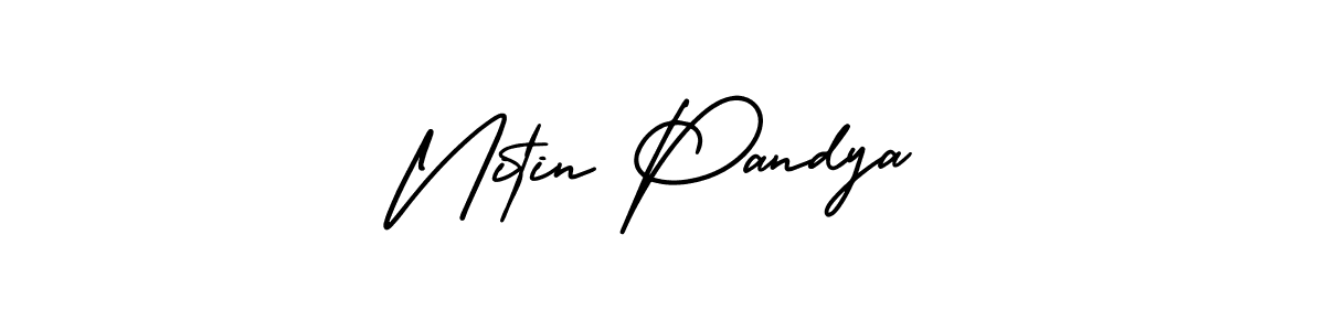 The best way (AmerikaSignatureDemo-Regular) to make a short signature is to pick only two or three words in your name. The name Nitin Pandya include a total of six letters. For converting this name. Nitin Pandya signature style 3 images and pictures png