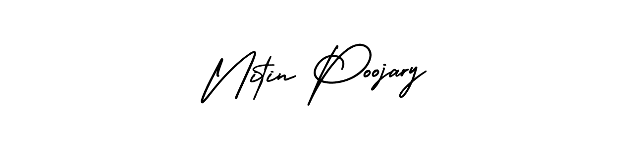 How to Draw Nitin Poojary signature style? AmerikaSignatureDemo-Regular is a latest design signature styles for name Nitin Poojary. Nitin Poojary signature style 3 images and pictures png