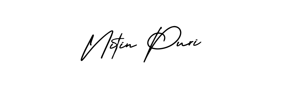 The best way (AmerikaSignatureDemo-Regular) to make a short signature is to pick only two or three words in your name. The name Nitin Puri include a total of six letters. For converting this name. Nitin Puri signature style 3 images and pictures png