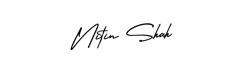 Nitin Shah stylish signature style. Best Handwritten Sign (AmerikaSignatureDemo-Regular) for my name. Handwritten Signature Collection Ideas for my name Nitin Shah. Nitin Shah signature style 3 images and pictures png