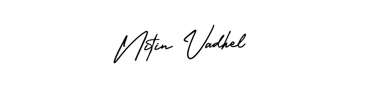 if you are searching for the best signature style for your name Nitin Vadhel. so please give up your signature search. here we have designed multiple signature styles  using AmerikaSignatureDemo-Regular. Nitin Vadhel signature style 3 images and pictures png