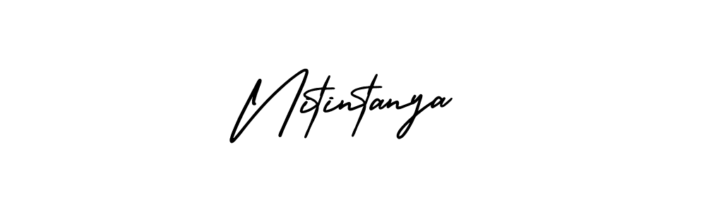 How to make Nitintanya name signature. Use AmerikaSignatureDemo-Regular style for creating short signs online. This is the latest handwritten sign. Nitintanya signature style 3 images and pictures png