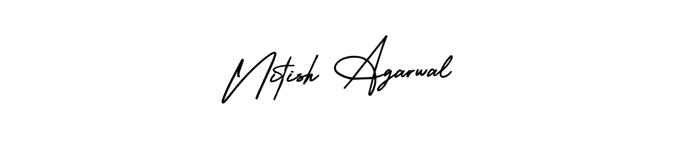 This is the best signature style for the Nitish Agarwal name. Also you like these signature font (AmerikaSignatureDemo-Regular). Mix name signature. Nitish Agarwal signature style 3 images and pictures png