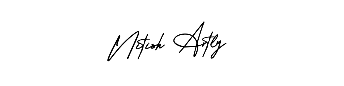 AmerikaSignatureDemo-Regular is a professional signature style that is perfect for those who want to add a touch of class to their signature. It is also a great choice for those who want to make their signature more unique. Get Nitish Artly name to fancy signature for free. Nitish Artly signature style 3 images and pictures png