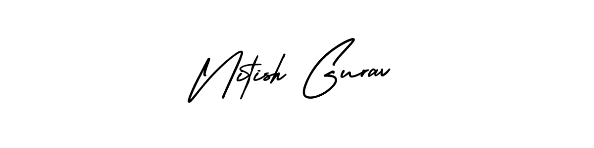 Design your own signature with our free online signature maker. With this signature software, you can create a handwritten (AmerikaSignatureDemo-Regular) signature for name Nitish Gurav. Nitish Gurav signature style 3 images and pictures png