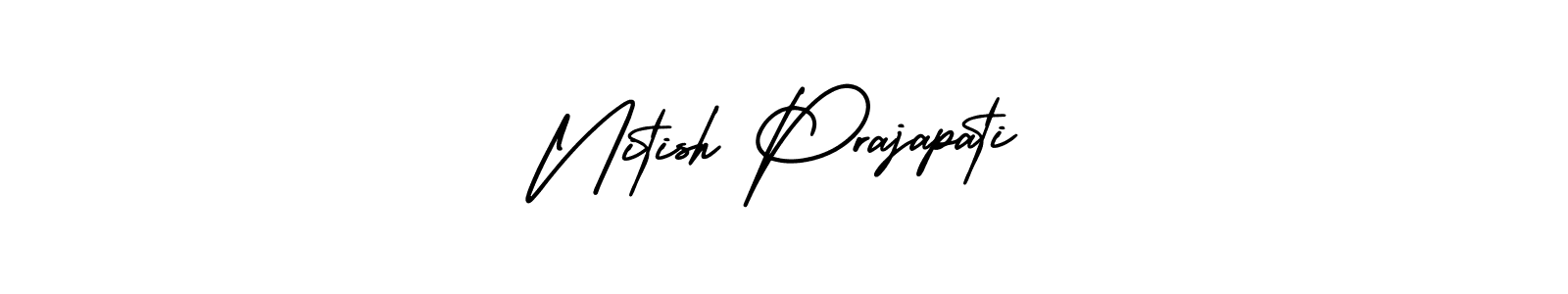 This is the best signature style for the Nitish Prajapati name. Also you like these signature font (AmerikaSignatureDemo-Regular). Mix name signature. Nitish Prajapati signature style 3 images and pictures png