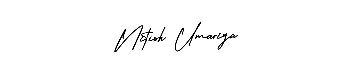 You should practise on your own different ways (AmerikaSignatureDemo-Regular) to write your name (Nitish Umariya) in signature. don't let someone else do it for you. Nitish Umariya signature style 3 images and pictures png