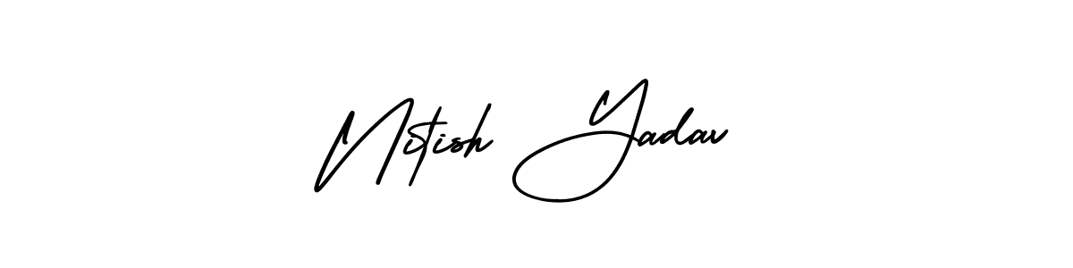 The best way (AmerikaSignatureDemo-Regular) to make a short signature is to pick only two or three words in your name. The name Nitish Yadav include a total of six letters. For converting this name. Nitish Yadav signature style 3 images and pictures png