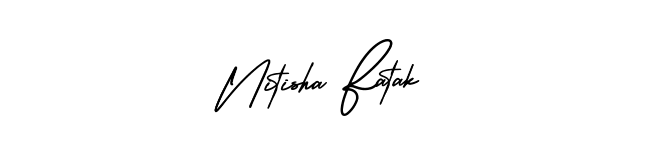 This is the best signature style for the Nitisha Fatak name. Also you like these signature font (AmerikaSignatureDemo-Regular). Mix name signature. Nitisha Fatak signature style 3 images and pictures png