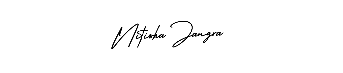 Nitisha Jangra stylish signature style. Best Handwritten Sign (AmerikaSignatureDemo-Regular) for my name. Handwritten Signature Collection Ideas for my name Nitisha Jangra. Nitisha Jangra signature style 3 images and pictures png