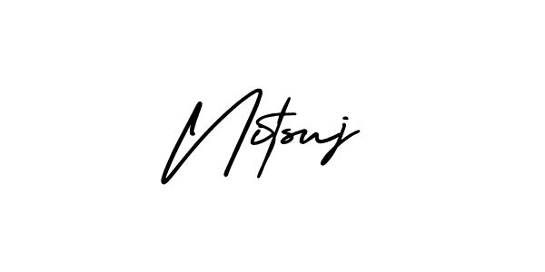 You should practise on your own different ways (AmerikaSignatureDemo-Regular) to write your name (Nitsuj) in signature. don't let someone else do it for you. Nitsuj signature style 3 images and pictures png