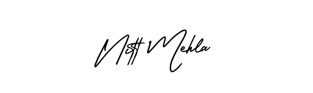 The best way (AmerikaSignatureDemo-Regular) to make a short signature is to pick only two or three words in your name. The name Nitt Mehla include a total of six letters. For converting this name. Nitt Mehla signature style 3 images and pictures png