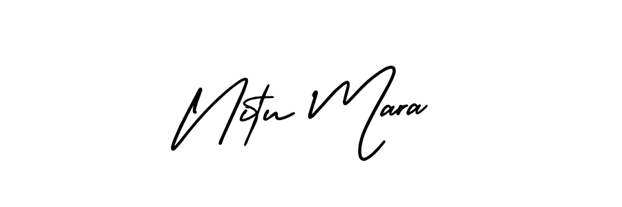 You should practise on your own different ways (AmerikaSignatureDemo-Regular) to write your name (Nitu Mara) in signature. don't let someone else do it for you. Nitu Mara signature style 3 images and pictures png