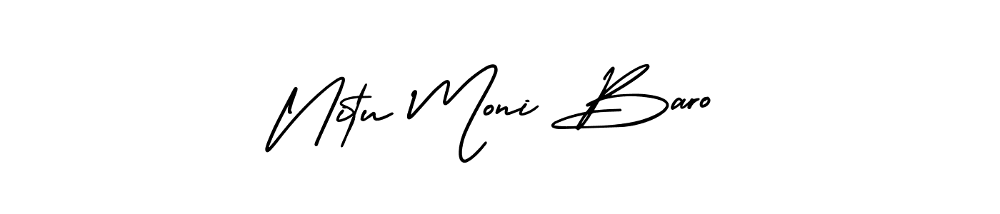 if you are searching for the best signature style for your name Nitu Moni Baro. so please give up your signature search. here we have designed multiple signature styles  using AmerikaSignatureDemo-Regular. Nitu Moni Baro signature style 3 images and pictures png