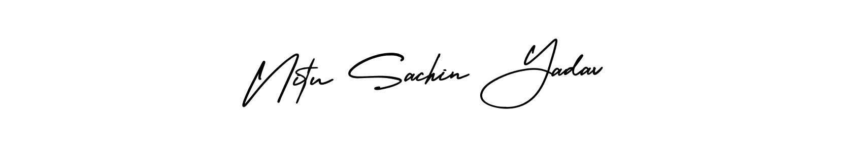 Also You can easily find your signature by using the search form. We will create Nitu Sachin Yadav name handwritten signature images for you free of cost using AmerikaSignatureDemo-Regular sign style. Nitu Sachin Yadav signature style 3 images and pictures png