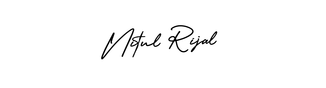 Make a short Nitul Rijal signature style. Manage your documents anywhere anytime using AmerikaSignatureDemo-Regular. Create and add eSignatures, submit forms, share and send files easily. Nitul Rijal signature style 3 images and pictures png