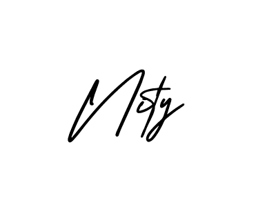 How to make Nity name signature. Use AmerikaSignatureDemo-Regular style for creating short signs online. This is the latest handwritten sign. Nity signature style 3 images and pictures png