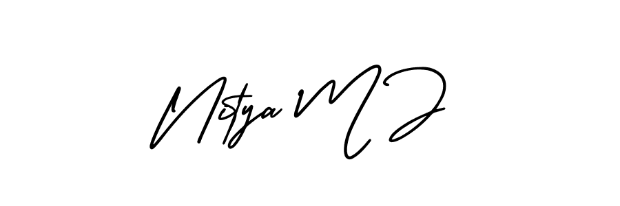 Make a beautiful signature design for name Nitya M J. With this signature (AmerikaSignatureDemo-Regular) style, you can create a handwritten signature for free. Nitya M J signature style 3 images and pictures png