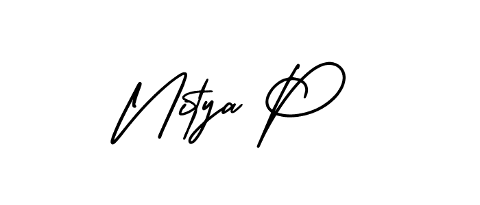 Create a beautiful signature design for name Nitya P. With this signature (AmerikaSignatureDemo-Regular) fonts, you can make a handwritten signature for free. Nitya P signature style 3 images and pictures png