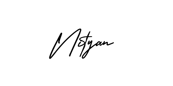 Nityan stylish signature style. Best Handwritten Sign (AmerikaSignatureDemo-Regular) for my name. Handwritten Signature Collection Ideas for my name Nityan. Nityan signature style 3 images and pictures png