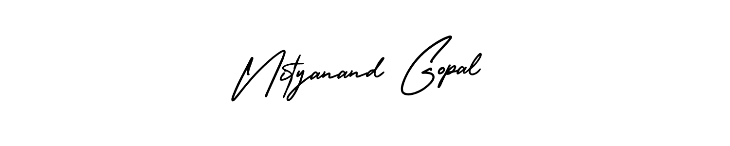 The best way (AmerikaSignatureDemo-Regular) to make a short signature is to pick only two or three words in your name. The name Nityanand Gopal include a total of six letters. For converting this name. Nityanand Gopal signature style 3 images and pictures png