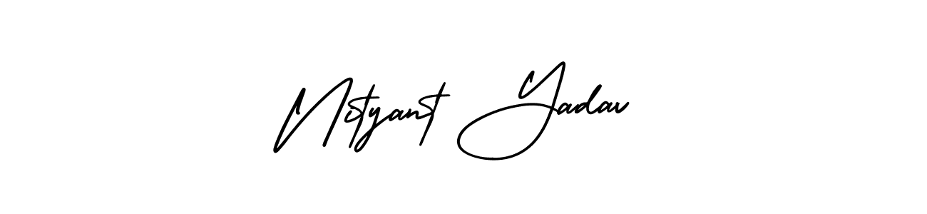 This is the best signature style for the Nityant Yadav name. Also you like these signature font (AmerikaSignatureDemo-Regular). Mix name signature. Nityant Yadav signature style 3 images and pictures png