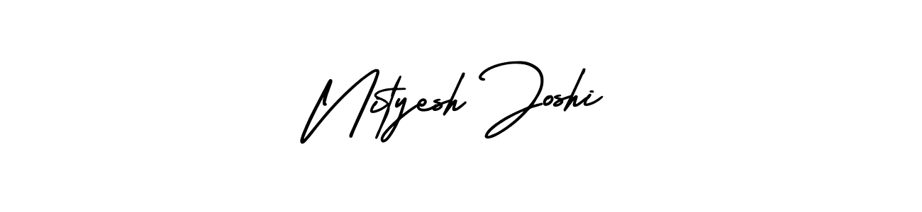 You should practise on your own different ways (AmerikaSignatureDemo-Regular) to write your name (Nityesh Joshi) in signature. don't let someone else do it for you. Nityesh Joshi signature style 3 images and pictures png