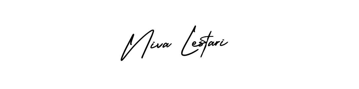 The best way (AmerikaSignatureDemo-Regular) to make a short signature is to pick only two or three words in your name. The name Niva Lestari include a total of six letters. For converting this name. Niva Lestari signature style 3 images and pictures png
