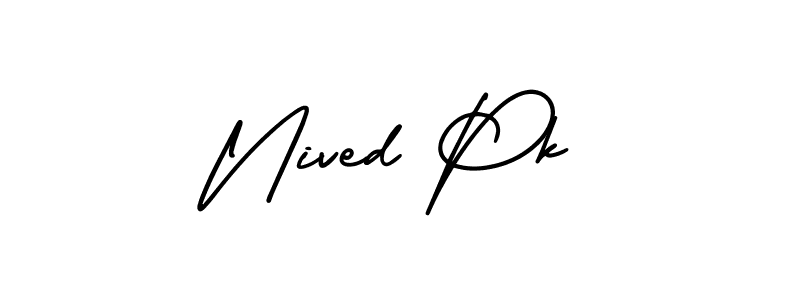 Use a signature maker to create a handwritten signature online. With this signature software, you can design (AmerikaSignatureDemo-Regular) your own signature for name Nived Pk. Nived Pk signature style 3 images and pictures png