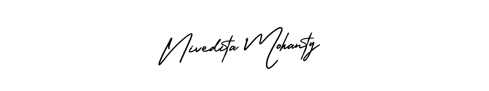 You should practise on your own different ways (AmerikaSignatureDemo-Regular) to write your name (Nivedita Mohanty) in signature. don't let someone else do it for you. Nivedita Mohanty signature style 3 images and pictures png
