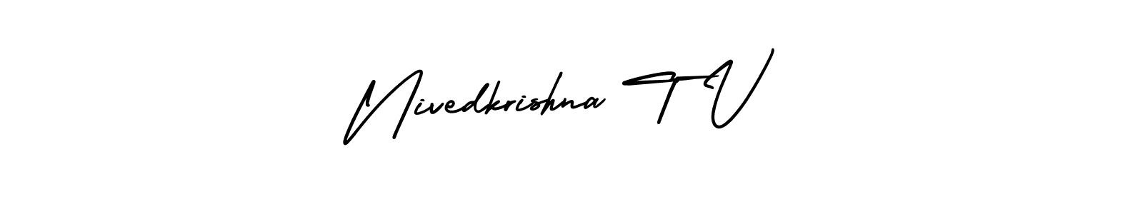 Nivedkrishna T V stylish signature style. Best Handwritten Sign (AmerikaSignatureDemo-Regular) for my name. Handwritten Signature Collection Ideas for my name Nivedkrishna T V. Nivedkrishna T V signature style 3 images and pictures png