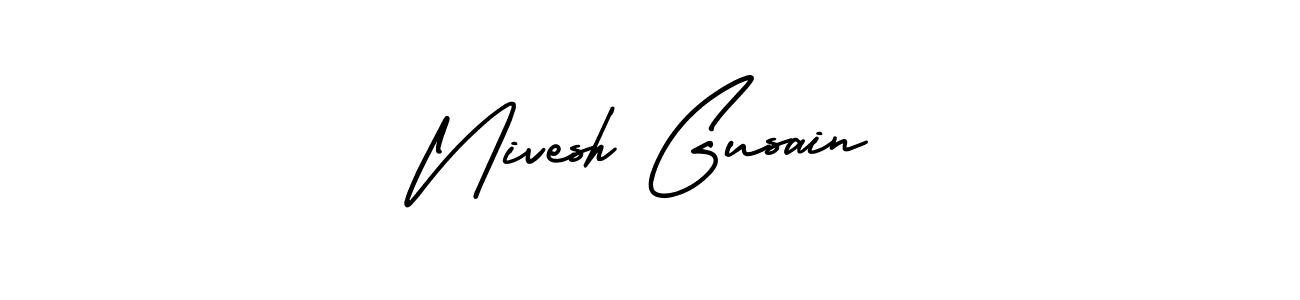 Nivesh Gusain stylish signature style. Best Handwritten Sign (AmerikaSignatureDemo-Regular) for my name. Handwritten Signature Collection Ideas for my name Nivesh Gusain. Nivesh Gusain signature style 3 images and pictures png
