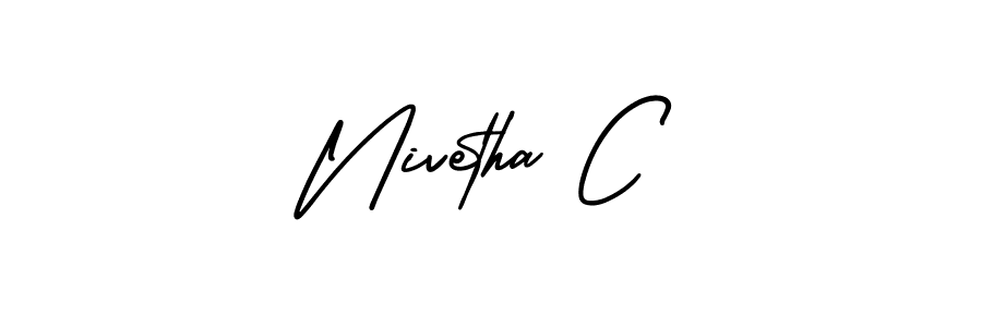 Use a signature maker to create a handwritten signature online. With this signature software, you can design (AmerikaSignatureDemo-Regular) your own signature for name Nivetha C. Nivetha C signature style 3 images and pictures png