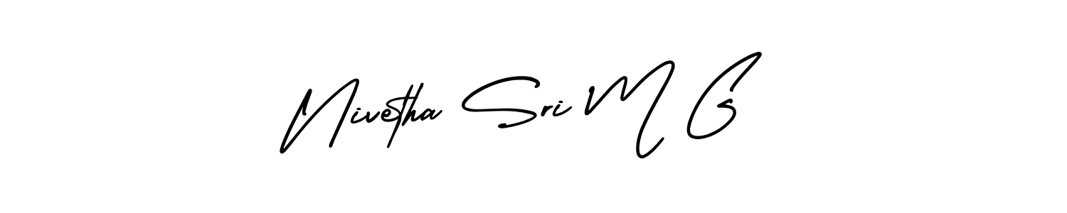 Make a short Nivetha Sri M G signature style. Manage your documents anywhere anytime using AmerikaSignatureDemo-Regular. Create and add eSignatures, submit forms, share and send files easily. Nivetha Sri M G signature style 3 images and pictures png